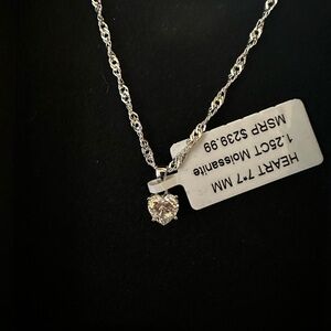Moissanite Heart shape 1.25 ctw Sterling Silver.